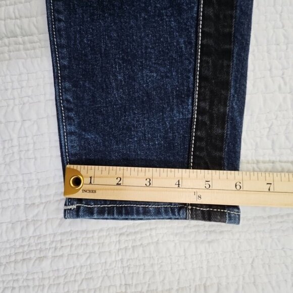 True Religion Marco Jeans Men's 34x28 Color Block Black Blue Tapered Stretch EUC - Picture 8 of 16